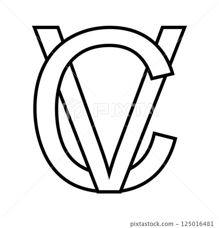 Logo sign vc cv icon double letters, logotype v c Logo sign vc cv icon double letters, logotype v c 125016481