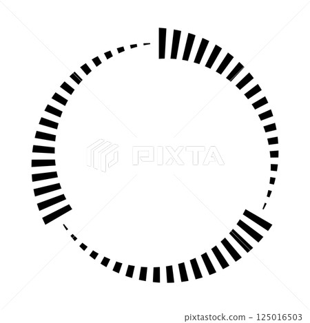 Circular abstract loading bar with bold black segmented progress elements Circular abstract loading bar with bold black segmented progress elements 125016503