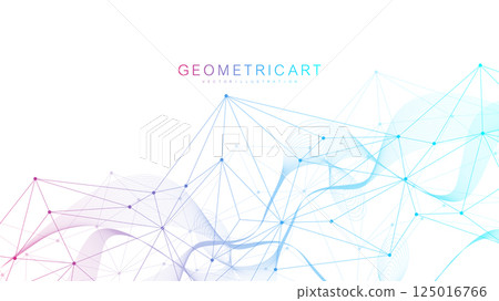 Global network connection website header or banner design. Abstract background with connecting dots and lines. Global business. Social network communication. Internet technology. Vector illustration 125016766