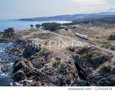 青森縣八戶市美麗的種差海岸鳥瞰圖 青森縣八戶市美麗的種差海岸鳥瞰圖 125016816