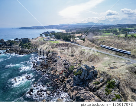 Aerial view of the beautiful Tanesashi coast of Hachinohe City, Aomori Prefecture 125017078
