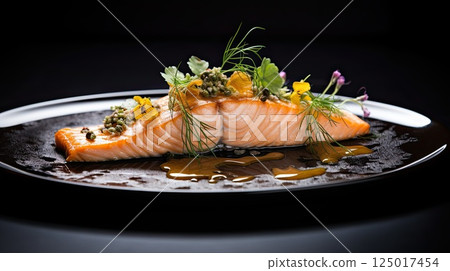 Fresh salmon. Generative AI 125017454