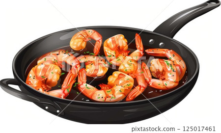 Garlic butter prawns. Generative AI 125017461