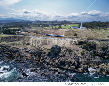 Aerial view of the beautiful Tanesashi coast of Hachinohe City, Aomori Prefecture Aerial view of the beautiful Tanesashi coast of Hachinohe City, Aomori Prefecture 125017700