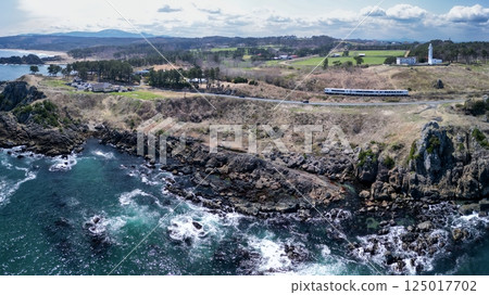 Aerial view of the beautiful Tanesashi coast of Hachinohe City, Aomori Prefecture 125017702