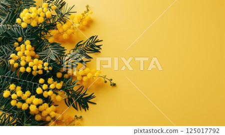 Mimosa flowers for Womens Day. Generative AI 125017792