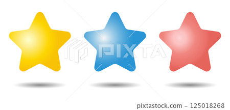 A set of cute red, blue and yellow stars floating in the air 125018268