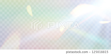 Blurred rainbow refraction overlay effect. Light lens prism effect on transparent background. Holographic reflection, crystal flare leak shadow overlay. Vector abstract illustration. Blurred rainbow refraction overlay effect. Light lens prism effect on transparent background. Holographic reflection, crystal flare leak shadow overlay. Vector abstract illustration. 125018815