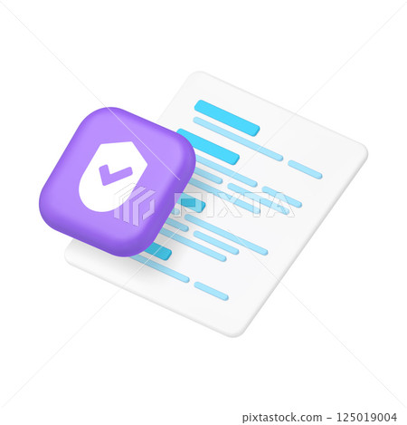 Contract agreement insurance legal form security protection check mark 3d icon realistic vector 125019004