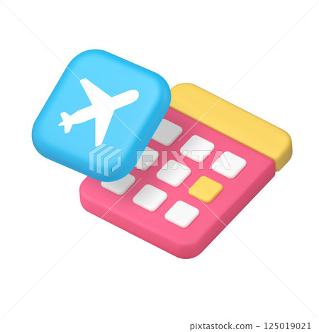 Travel business trip planning calendar data vacation global fly plane 3d icon realistic vector Travel business trip planning calendar data vacation global fly plane 3d icon realistic vector 125019021