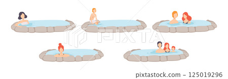 People Character Relaxing in Spring Thermal Pool or Bath Vector Set People Character Relaxing in Spring Thermal Pool or Bath Vector Set 125019296