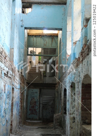 An old building with graffiti. Vandalism and devastation 125019422