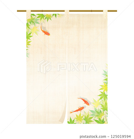 Summer image of a noren curtain with goldfish 125019594