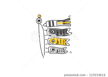 粗略手繪鯉魚旗插畫② 125019618