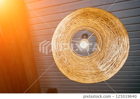 Wicker Pendant Light in a Modern Interior 125019640