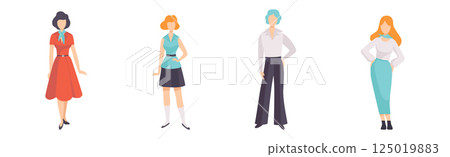 Young Man and Woman Wearing Vintage Retro Clothing Vector Set Young Man and Woman Wearing Vintage Retro Clothing Vector Set 125019883