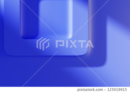 Abstract blue 3d background with square frame pattern on wall. Relief wallpaper with convex lines, light and shadow. Modern architecture geometric design. Render digital technology. 3D illustration Abstract blue 3d background with square frame pattern on wall. Relief wallpaper with convex lines, light and shadow. Modern architecture geometric design. Render digital technology. 3D illustration 125019915
