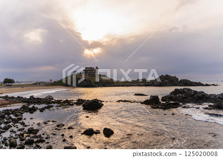 Evening view of Kabushima, a breeding ground for black-tailed gulls in Aomori Prefecture, Hachinohe City 125020008