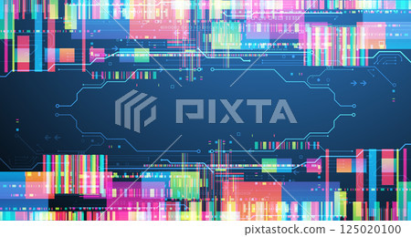 Technological background with colorful squares glowing on a blue gradient. Technological background with colorful squares glowing on a blue gradient. 125020100