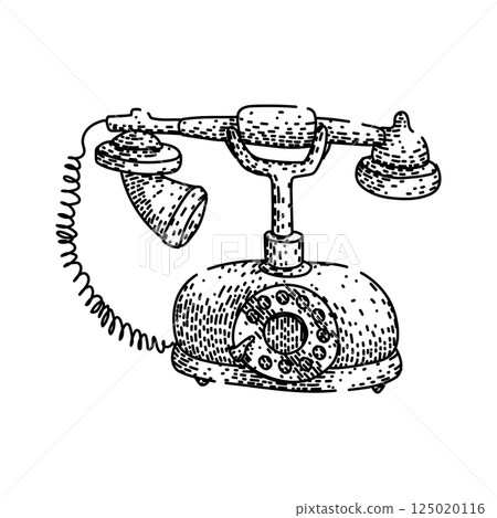 retro rotary telephone sketch hand drawn vector 125020116