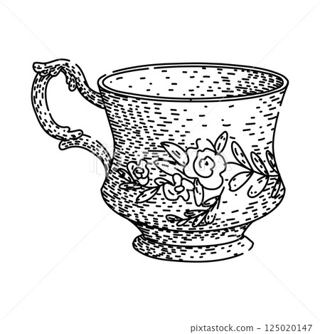 mug porcelain cup sketch hand drawn vector 125020147