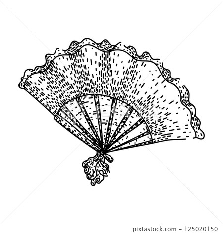 antique old fashioned fan sketch hand drawn vector 125020150