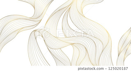 Vector gold on white line wave abstract pattern, elegant luxury design background, flow curve dynamic banner. Vector gold on white line wave abstract pattern, elegant luxury design background, flow curve dynamic banner. 125020187