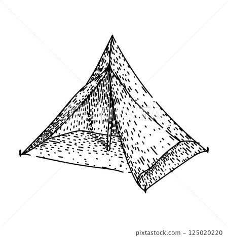 outdoor camping tent sketch hand drawn vector 125020220