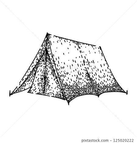 hiking camping tent sketch hand drawn vector 125020222