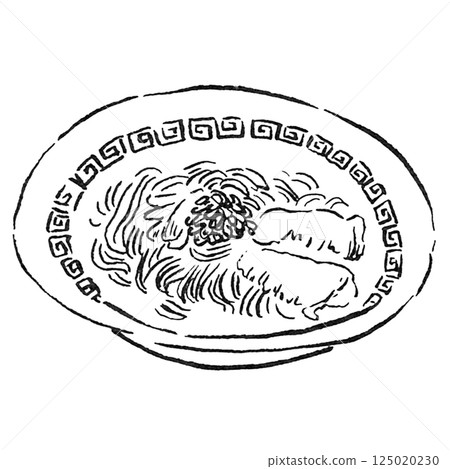 Tourism/Tokushima Ramen, a specialty of Tokushima Prefecture in Shikoku_Hand-drawn line drawing, monochrome illustration Tourism/Tokushima Ramen, a specialty of Tokushima Prefecture in Shikoku_Hand-drawn line drawing, monochrome illustration 125020230