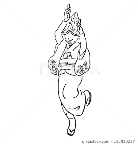 旅遊 / 四國德島縣阿波舞 [手繪線描跳舞的女人] 單色 125020237