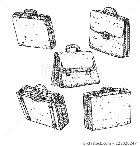 briefcase set sketch hand drawn vector briefcase set sketch hand drawn vector 125020247