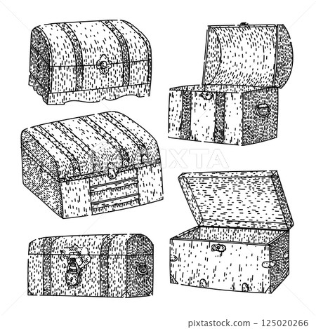 antique chest set sketch hand drawn vector 125020266