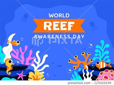World Reef Awareness Day Vector Illustration on June 1, Featuring Conservation Efforts in Maintaining Ocean Ecosystems in a Flat Style Background 125020294