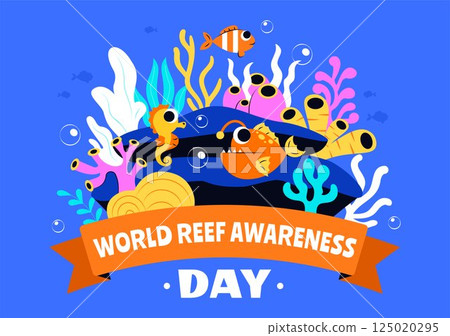 World Reef Awareness Day Vector Illustration on June 1, Featuring Conservation Efforts in Maintaining Ocean Ecosystems in a Flat Style Background World Reef Awareness Day Vector Illustration on June 1, Featuring Conservation Efforts in Maintaining Ocean Ecosystems in a Flat Style Background 125020295