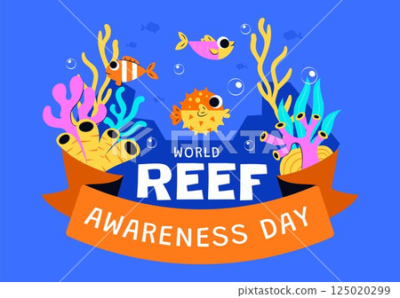 World Reef Awareness Day Vector Illustration on June 1, Featuring Conservation Efforts in Maintaining Ocean Ecosystems in a Flat Style Background 125020299