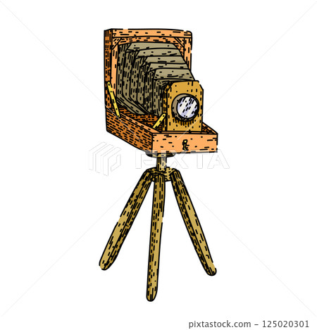 analog vintage camera sketch hand drawn vector 125020301