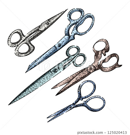 scissors set sketch hand drawn vector 125020413
