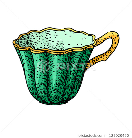 coffee porcelain cup sketch hand drawn vector coffee porcelain cup sketch hand drawn vector 125020430
