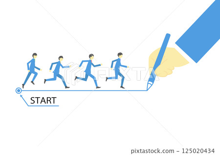 Leadership image in business field - A businessman showing the way to younger people Leadership image in business field - A businessman showing the way to younger people 125020434