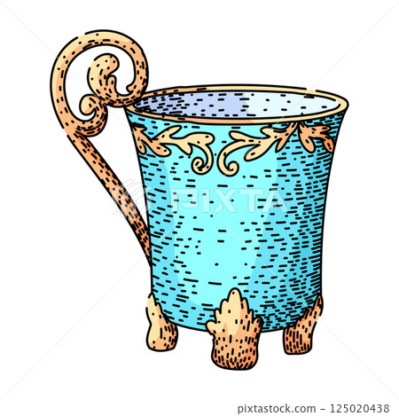 ceramic porcelain cup sketch hand drawn vector 125020438