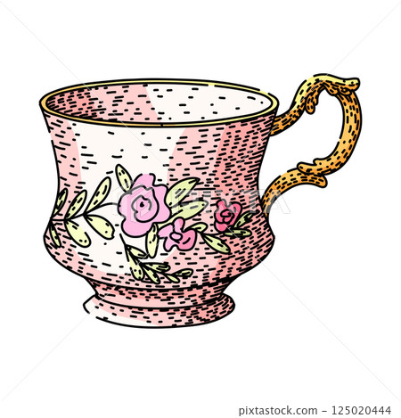 mug porcelain cup sketch hand drawn vector 125020444