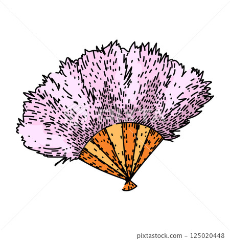 collectible old fashioned fan sketch hand drawn vector 125020448