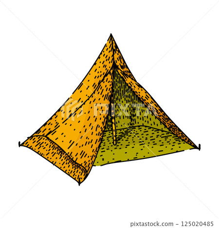 outdoor camping tent sketch hand drawn vector 125020485