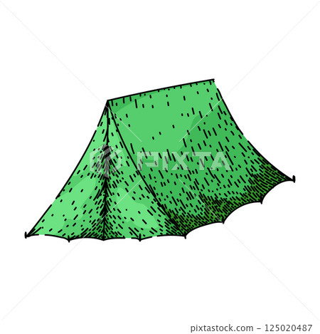 travel camping tent sketch hand drawn vector 125020487
