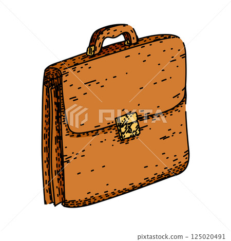 old briefcase sketch hand drawn vector 125020491