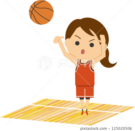 一名女子籃球運動員投籃的插圖 125020506