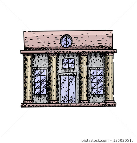 security bank building sketch hand drawn vector 125020513