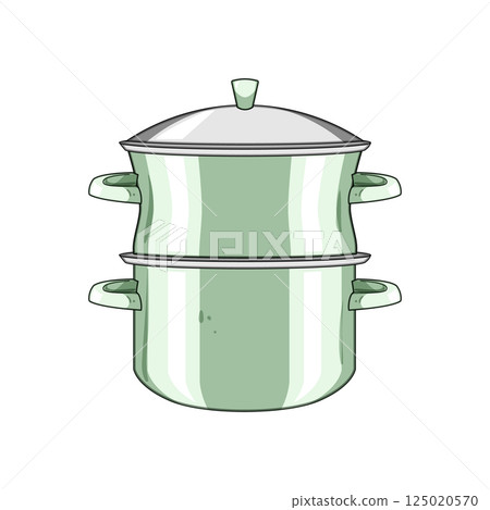 kitchen steamer pot cartoon vector illustration 125020570