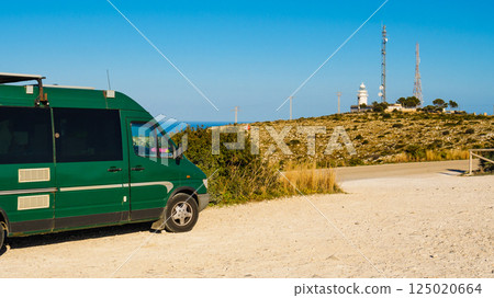 Camper car on Cape San Antonio, Spain Camper car on Cape San Antonio, Spain 125020664